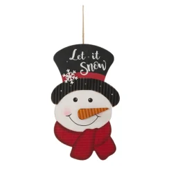 Glitzhome 19In H Lighted 3D Wooden Metal Snowman Wall Decor