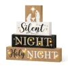 Glitzhome 12In H Lighted Wooden Nativity Block Word Sign