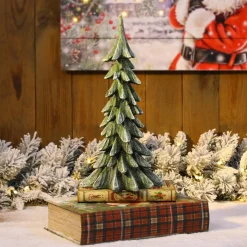 Glitzhome 14.75In H Resin Christmas Table Tree Decor