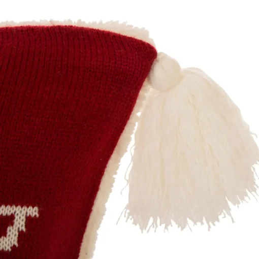 Glitzhome 18In Knitted Snowflake Acrylic Red Pillow Cover With Tassels