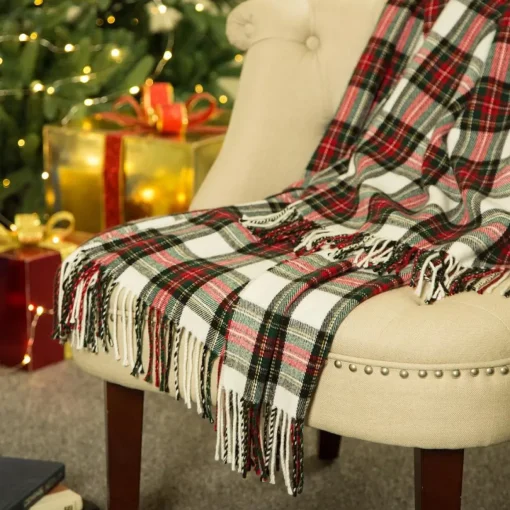 Glitzhome 60In L Acrylic Plaid Woven Throw