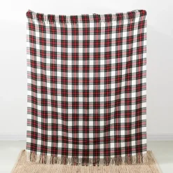 Glitzhome 60In L Acrylic Plaid Woven Throw