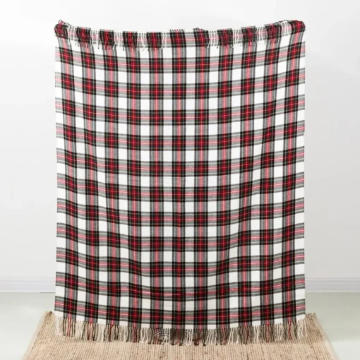 Glitzhome 60In L Acrylic Plaid Woven Throw