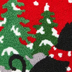 Glitzhome 14In L Hooked Christmas Cat Pillow