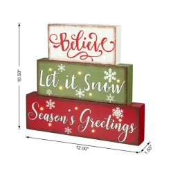 Glitzhome 12In L Led Lighted Wooden And Metal Block Word Sign