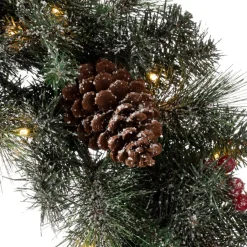 Glitzhome Led Glittered Christmas Wreath, 2Pk Garland, 2Pk Tree