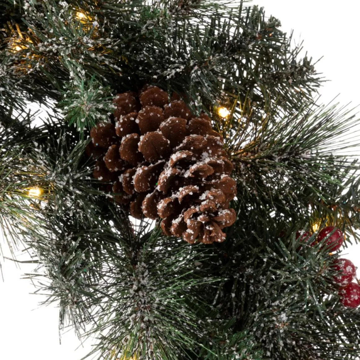 Glitzhome Led Glittered Christmas Wreath, 2Pk Garland, 2Pk Tree