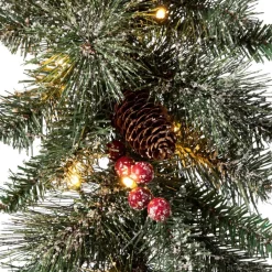 Glitzhome Led Glittered Christmas Wreath, 2Pk Garland, 2Pk Tree