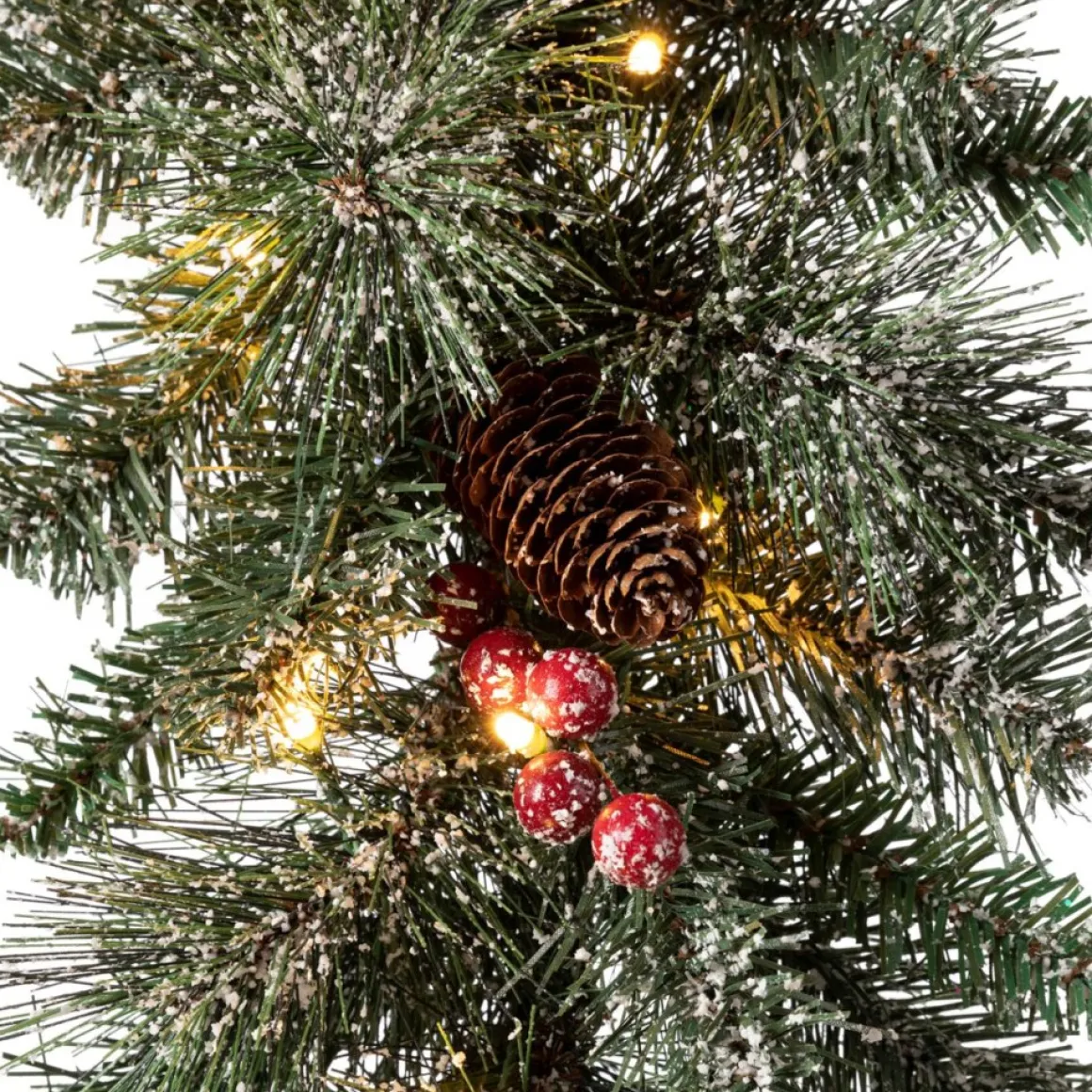 Glitzhome Led Glittered Christmas Wreath, 2Pk Garland, 2Pk Tree