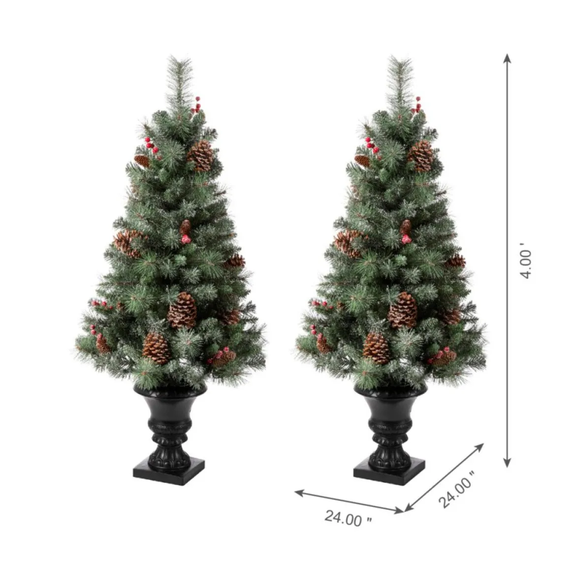 Glitzhome Led Glittered Christmas Wreath, 2Pk Garland, 2Pk Tree