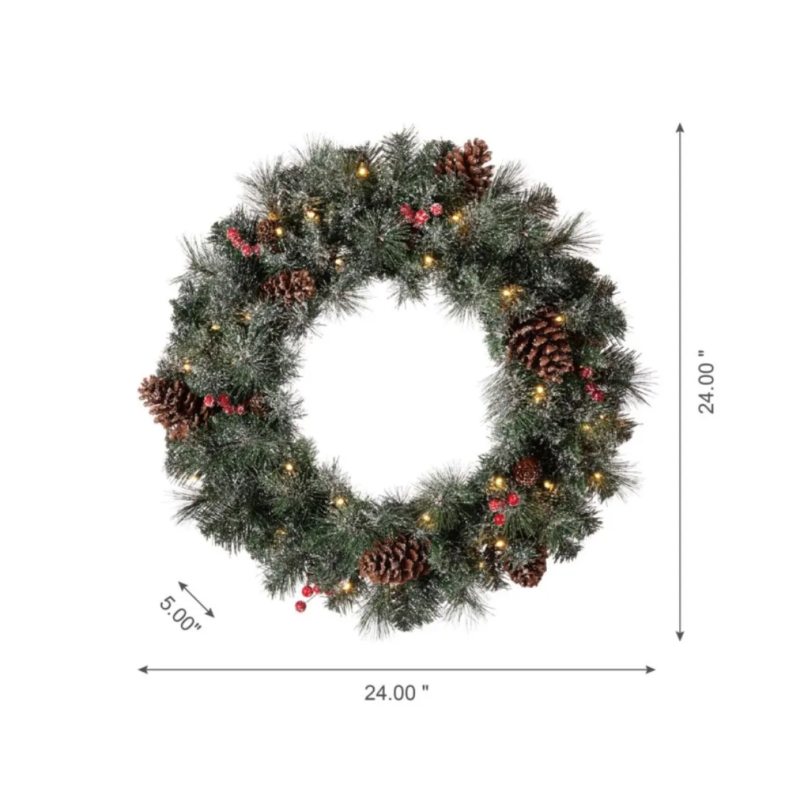 Glitzhome Led Glittered Christmas Wreath, 2Pk Garland, 2Pk Tree