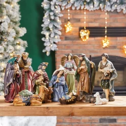 Glitzhome 12Pcs Resin Nativity Figurine Set