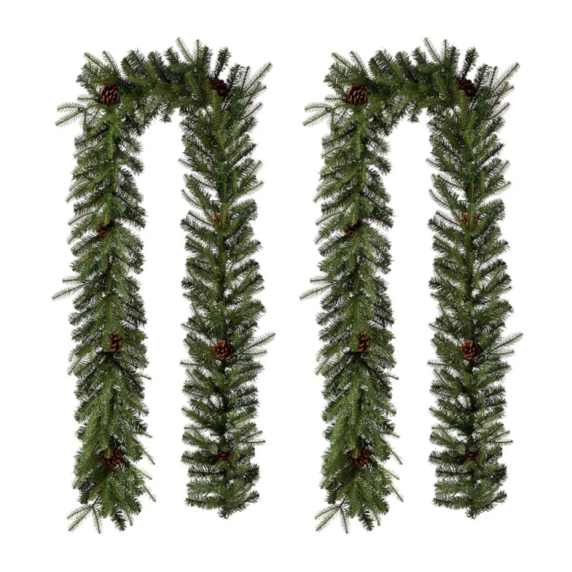 Glitzhome 2Pk 9' Pre-Lit Leds Greenery Pinecone Christmas Garland