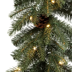 Glitzhome 2Pk 9' Pre-Lit Leds Greenery Pinecone Christmas Garland