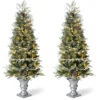 Glitzhome 2Pk Pre-Lit Artificial Pine Christmas Porch Tree