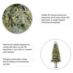 Glitzhome 2Pk Pre-Lit Artificial Pine Christmas Porch Tree