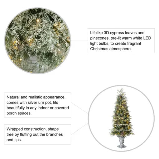 Glitzhome 2Pk Pre-Lit Artificial Pine Christmas Porch Tree