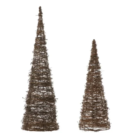 Glitzhome Set Of 2 Lighted Rattan Christmas Table Tree Decor