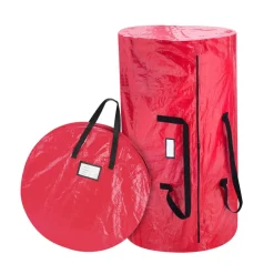 Hastings Home Tree And Wreath Storage Bag Set - Red