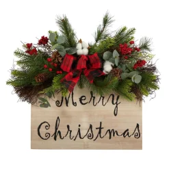 20 In. Christmas Wall Hanger With Plaid Bow