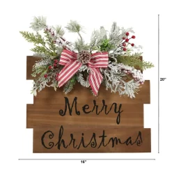 20In. Christmas Wall Hanger With Stripped Bow