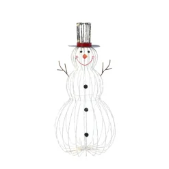 33-Inch Electric Metal Snowman Outdoor Decor With Remote Feature