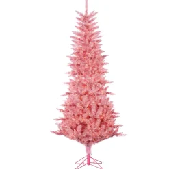 7-1/2' Lighted Tinsel Tree - Pink Tuscany