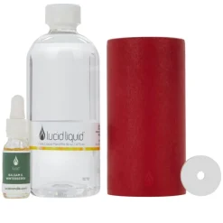 Lucid Candle 6 Ruby Pillar Candle With 16 Oz. Liquid & Stone