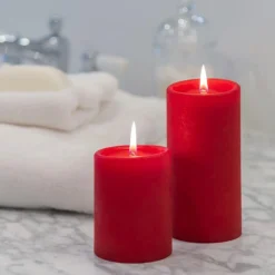 Lucid Candle 6 Ruby Pillar Candle With 16 Oz. Liquid & Stone