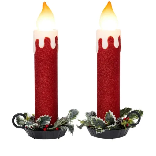Mr. Christmas Blow Mold Glitter Candles - Set Of 2
