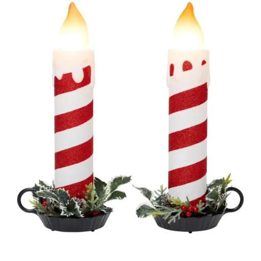 Mr. Christmas Blow Mold Glitter Candles - Set Of 2