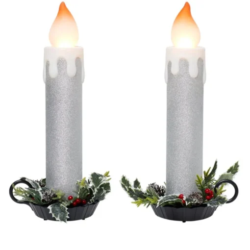 Mr. Christmas Blow Mold Glitter Candles - Set Of 2