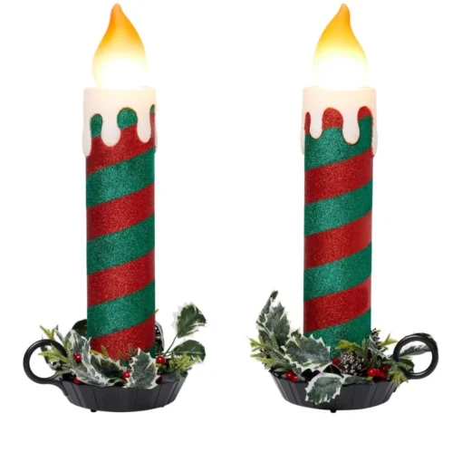 Mr. Christmas Blow Mold Glitter Candles - Set Of 2