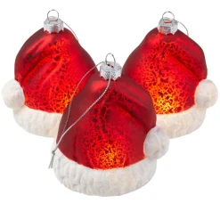 Mr. Christmas 3-Pack Mercury Glass Santa Hat Ornaments With Timer