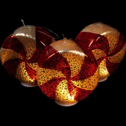 Mr. Christmas 3-Pack Mercury Glass Peppermint Ornaments With Timer