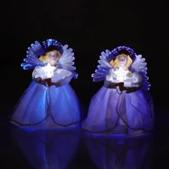 Mr. Christmas Set Of Two 6" Fiber Optic Angel Ornaments With Timer