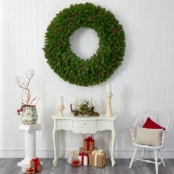 Nearly Natural 5 Ft. Giant Christmas Wreath With 280 Warm White Lights