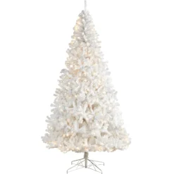Nearly Natural 9 Ft. White Christmas Tree With 650 Led Lights