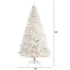 Nearly Natural 9 Ft. White Christmas Tree With 650 Led Lights