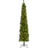Nearly Natural 7' Green Pencil Christmas Tree With 150 Led Lights