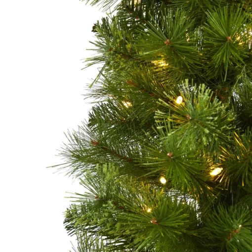 Nearly Natural 7' Green Pencil Christmas Tree With 150 Led Lights