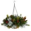 Nearly Natural 24 In. Holiday Pre Lit Berries Christmas Hanging Basket