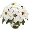 Nearly Natural 14 In. White Poinsettia In Designer Silver Bowl
