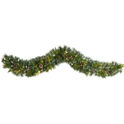 Nearly Natural 6' Snow Tipped Christmas Garland With 35 Lights