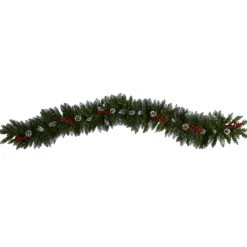 Nearly Natural 6' Snow Tipped Extra Wide Christmas Garland W/ 100 Lights