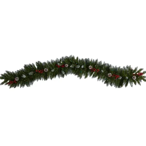 Nearly Natural 6' Snow Tipped Extra Wide Christmas Garland W/ 100 Lights