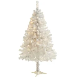 Nearly Natural 5' White Christmas Tree With 150 Clear Led Lights