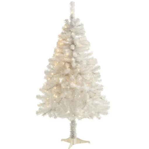 Nearly Natural 5' White Christmas Tree With 150 Clear Led Lights