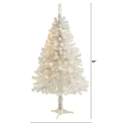 Nearly Natural 5' White Christmas Tree With 150 Clear Led Lights