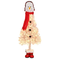 Pre-Lit 4' Snowman Artificial Christmas Tree With 100 Lights, White